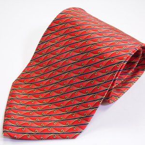 Faberge Red Geometric Multicolor Mens Silk Necktie
